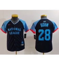 Youth Philadelphia Phillies #28 Alec Bohm Navy 2024 All Star Limited Stitched Jersey