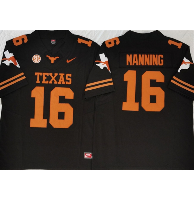 Men's Texas Longhorns #16 Peyton Manning Black F.U.S.E Stitched Jersey