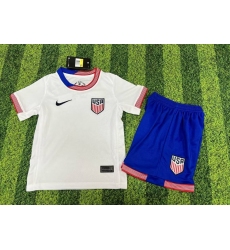 Youth American Team Custom 2024-25 White Home Soccer Jersey Suit