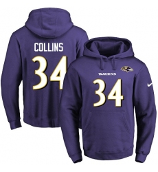 NFL Men's Nike Baltimore Ravens #34 Alex Collins Purple Name & Number Pullover Hoodie