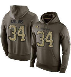 NFL Nike Baltimore Ravens #34 Alex Collins Green Salute To Service Men's Pullover Hoodie