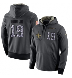 NFL Men's Nike New Orleans Saints #19 Ted Ginn Jr Stitched Black Anthracite Salute to Service Player Performance Hoodie