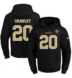 NFL Men's Nike New Orleans Saints #20 Ken Crawley Black Name & Number Pullover Hoodie