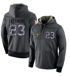 NFL Men's Nike New Orleans Saints #23 Marshon Lattimore Stitched Black Anthracite Salute to Service Player Performance Hoodie