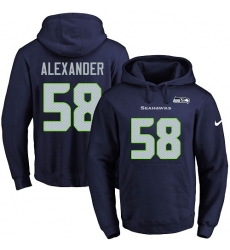 NFL Men's Nike Seattle Seahawks #58 D.J. Alexander Navy Blue Name & Number Pullover Hoodie