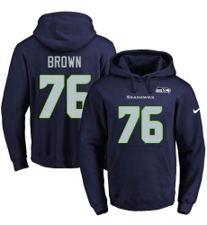 NFL Men's Nike Seattle Seahawks #76 Duane Brown Navy Blue Name & Number Pullover Hoodie