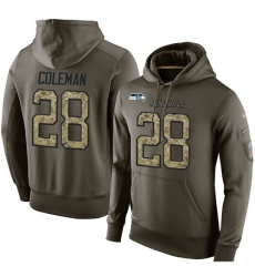 NFL Nike Seattle Seahawks #28 Justin Coleman Green Salute To Service Men's Pullover Hoodie