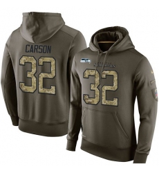 NFL Nike Seattle Seahawks #32 Chris Carson Green Salute To Service Men's Pullover Hoodie