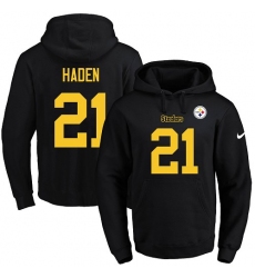 NFL Men's Nike Pittsburgh Steelers #21 Joe Haden Black(Gold No.) Name & Number Pullover Hoodie