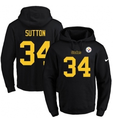 NFL Men's Nike Pittsburgh Steelers #34 Cameron Sutton Black(Gold No.) Name & Number Pullover Hoodie