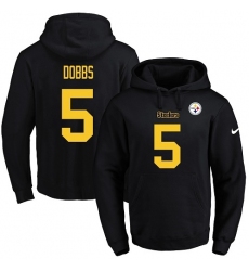 NFL Men's Nike Pittsburgh Steelers #5 Joshua Dobbs Black(Gold No.) Name & Number Pullover Hoodie