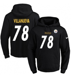 NFL Men's Nike Pittsburgh Steelers #78 Alejandro Villanueva Black Name & Number Pullover Hoodie