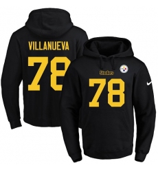 NFL Men's Nike Pittsburgh Steelers #78 Alejandro Villanueva Black(Gold No.) Name & Number Pullover Hoodie