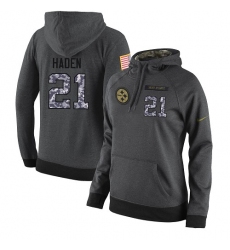 NFL Women's Nike Pittsburgh Steelers #21 Joe Haden Stitched Black Anthracite Salute to Service Player Performance Hoodie