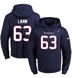 NFL Men's Nike Houston Texans #63 Kendall Lamm Navy Blue Name & Number Pullover Hoodie