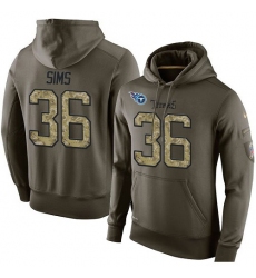 NFL Nike Tennessee Titans #36 LeShaun Sims Green Salute To Service Men's Pullover Hoodie