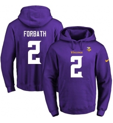 NFL Men's Nike Minnesota Vikings #2 Kai Forbath Purple Name & Number Pullover Hoodie