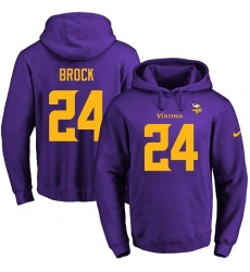 NFL Men's Nike Minnesota Vikings #24 Tramaine Brock Purple(Gold No.) Name & Number Pullover Hoodie