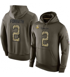 NFL Nike Minnesota Vikings #2 Kai Forbath Green Salute To Service Men's Pullover Hoodie