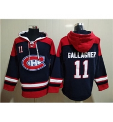 Men's Montreal Canadiens #11 Brendan Gallagher Navy Ageless Must-Have Lace-Up Pullover Hockey Hoodie