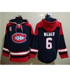 Men's Montreal Canadiens #6 Shea Weber Navy Ageless Must-Have Lace-Up Pullover Hockey Hoodie