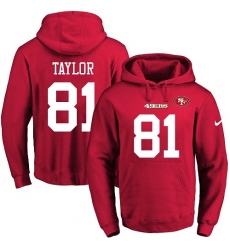 NFL Men's Nike San Francisco 49ers #81 Trent Taylor Red Name & Number Pullover Hoodie