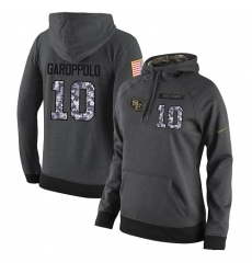 NFL Women's Nike San Francisco 49ers #10 Jimmy Garoppolo Stitched Black Anthracite Salute to Service Player Performance Hoodie