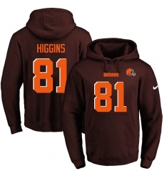 NFL Men's Nike Cleveland Browns #81 Rashard Higgins Brown Name & Number Pullover Hoodie