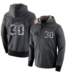 NFL Men's Nike Carolina Panthers #30 Stephen Curry Stitched Black Anthracite Salute to Service Player Performance Hoodie