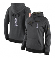 NFL Women's Nike Carolina Panthers #1 Cam Newton Stitched Black Anthracite Salute to Service Player Performance Hoodie