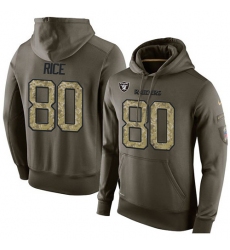 NFL Nike Oakland Raiders #80 Jerry Rice Green Salute To Service Men's Pullover Hoodie