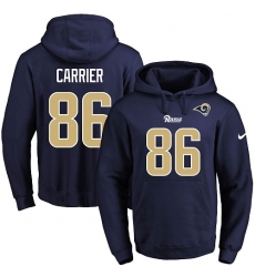 NFL Nike Los Angeles Rams #86 Derek Carrier Navy Blue Name & Number Pullover Hoodie