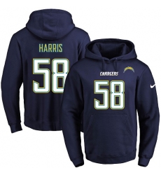 NFL Men's Nike Los Angeles Chargers #58 Nigel Harris Navy Blue Name & Number Pullover Hoodie