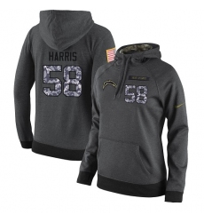 NFL Women's Nike Los Angeles Chargers #58 Nigel Harris Stitched Black Anthracite Salute to Service Player Performance Hoodie