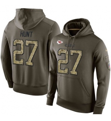 NFL Nike Kansas City Chiefs #27 Kareem Hunt Green Salute To Service Men's Pullover Hoodie