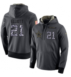 NFL Men's Nike Dallas Cowboys #21 Ezekiel Elliott Stitched Black Anthracite Salute to Service Player Performance Hoodie