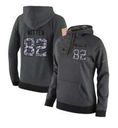 NFL Women's Nike Dallas Cowboys #82 Jason Witten Stitched Black Anthracite Salute to Service Player Performance Hoodie