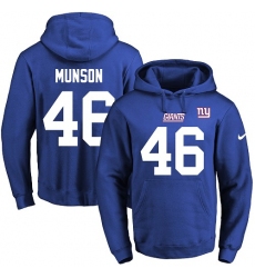 NFL Men's Nike New York Giants #46 Calvin Munson Royal Blue Name & Number Pullover Hoodie