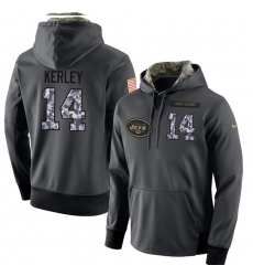 NFL Men's Nike New York Jets #14 Jeremy Kerley Stitched Black Anthracite Salute to Service Player Performance Hoodie