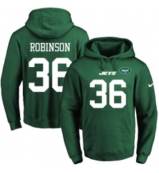 NFL Men's Nike New York Jets #36 Rashard Robinson Green Name & Number Pullover Hoodie