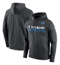 NFL Men's Detroit Lions Nike Anthracite Sideline Circuit Pullover Performance Hoodie