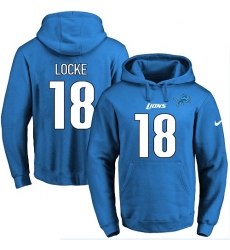 NFL Men's Nike Detroit Lions #18 Jeff Locke Blue Name & Number Pullover Hoodie