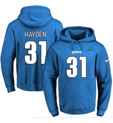 NFL Men's Nike Detroit Lions #31 D.J. Hayden Blue Name & Number Pullover Hoodie