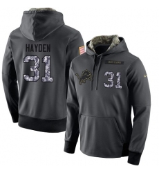 NFL Men's Nike Detroit Lions #31 D.J. Hayden Stitched Black Anthracite Salute to Service Player Performance Hoodie