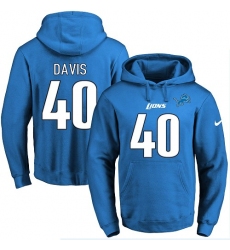 NFL Men's Nike Detroit Lions #40 Jarrad Davis Blue Name & Number Pullover Hoodie