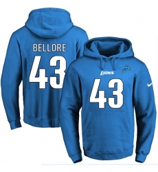 NFL Men's Nike Detroit Lions #43 Nick Bellore Blue Name & Number Pullover Hoodie