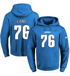 NFL Men's Nike Detroit Lions #76 T.J. Lang Blue Name & Number Pullover Hoodie