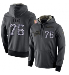 NFL Men's Nike Detroit Lions #76 T.J. Lang Stitched Black Anthracite Salute to Service Player Performance Hoodie