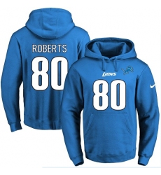 NFL Men's Nike Detroit Lions #80 Michael Roberts Blue Name & Number Pullover Hoodie