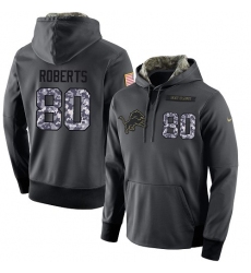 NFL Men's Nike Detroit Lions #80 Michael Roberts Stitched Black Anthracite Salute to Service Player Performance Hoodie